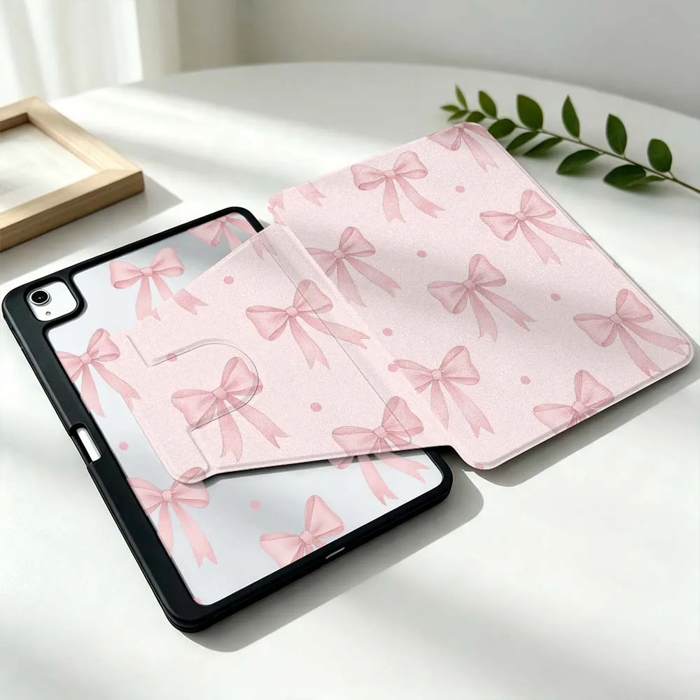 Artistic Design Bow For Samsung Galaxy Tab S11 S10 S9 S8 A11 FE Plus Ultra 360° Rotation Stylus Storage Tablet Case