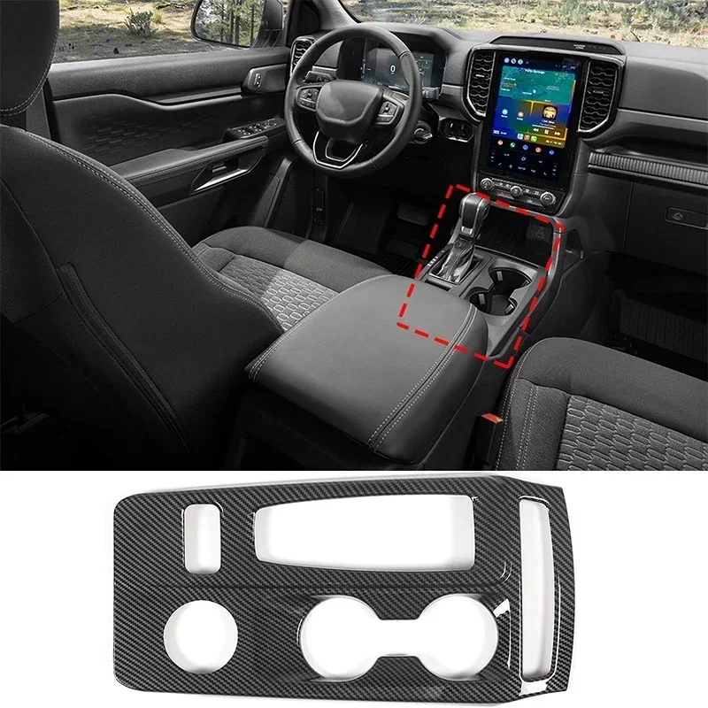 For Ford Ranger 2023-24 ABS Carbon Fiber Car Center Control Gear Shift ...