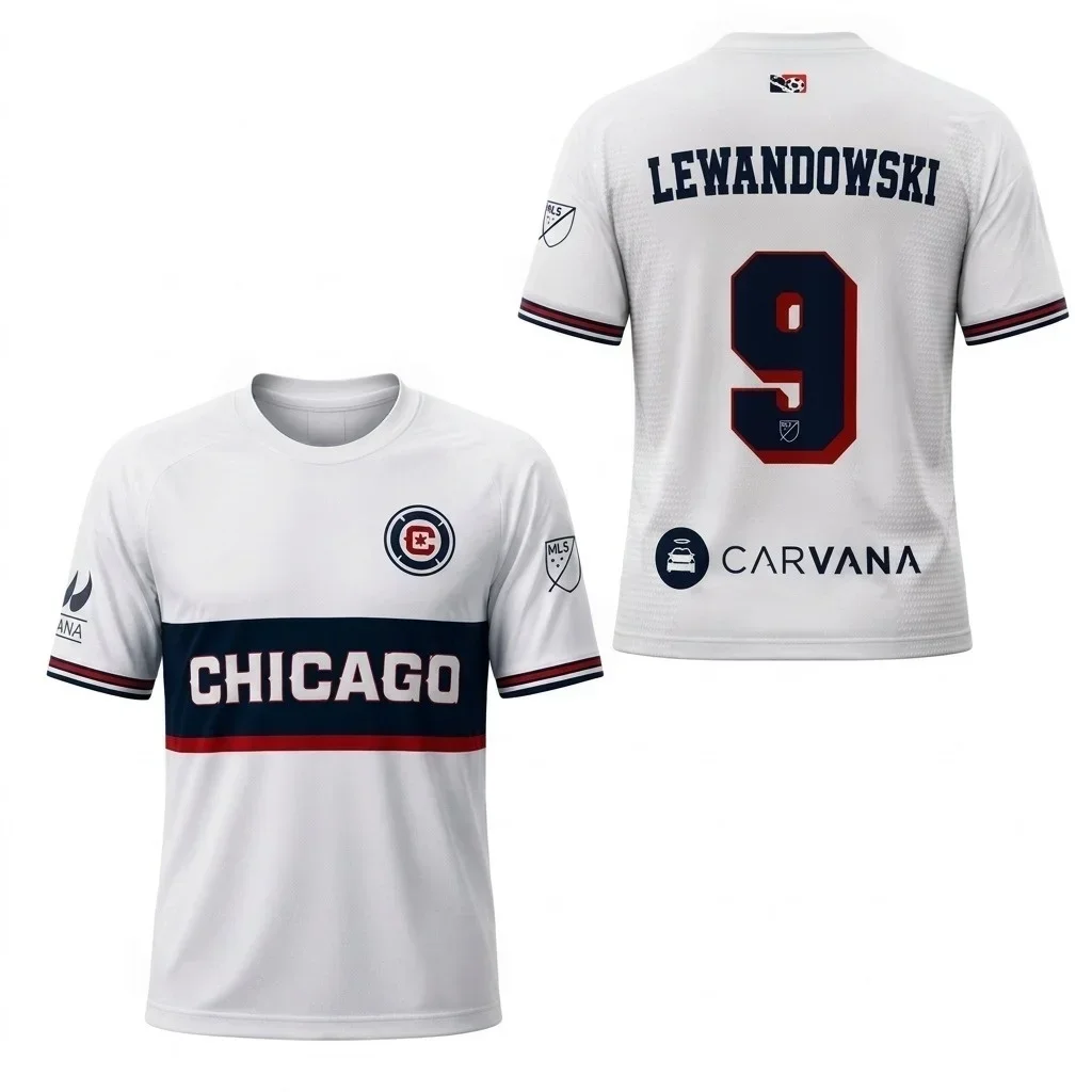 Chicago Flames Lewandowski 2026 Special Edition White Football Shirt 3d Family Casual Speed Dry Sports T-shirt Family Same Top