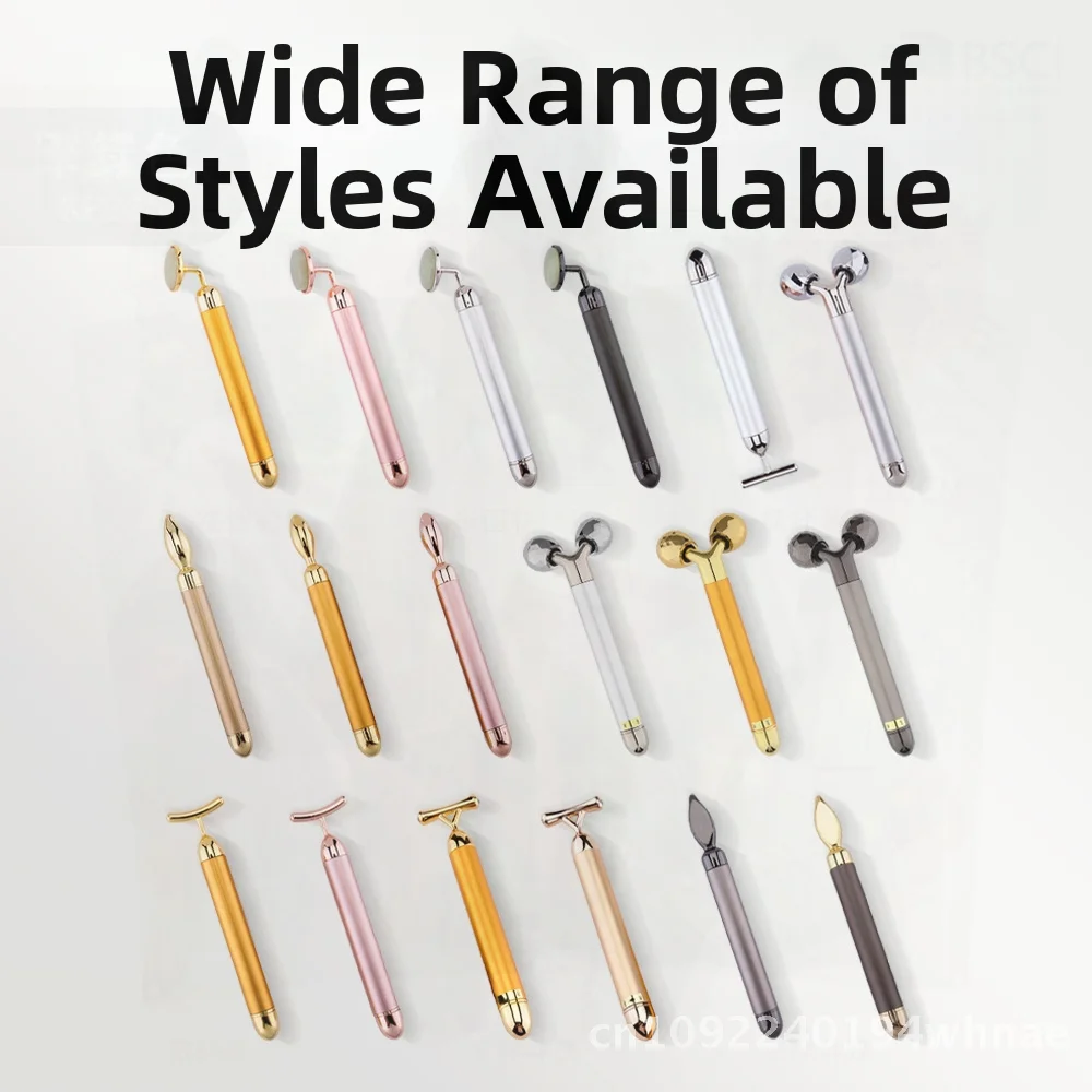 Bastone per massaggio facciale in oro argento oro rosa Rullo 3D V Bastone di bellezza per lifting facciale Ioni negativi Vibrazione Uso domestico Multifunzionale