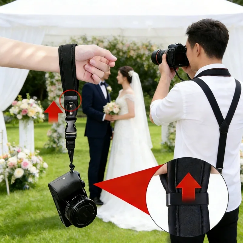 Verstellbarer Kameragurt - geeignet für DSLR/Nikon, Sony, etc., rutschfest und langlebig, geeignet für den Einsatz im Freien, auf Reisen und im Studio.