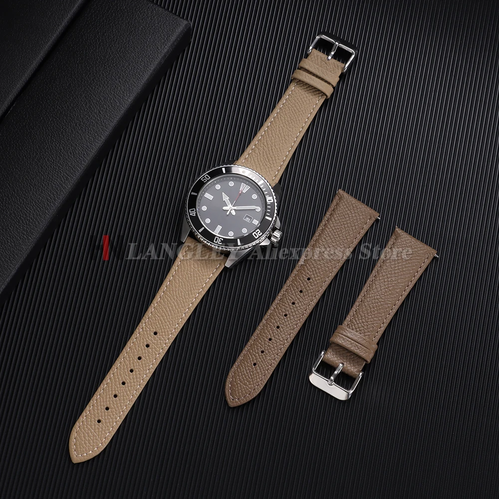 Leder-Uhrenarmband 16/18mm 19mm 20mm 21mm 22mm Epsom-Leder Schnellverschluss-Uhrenband Handgefertigtes Armband mit Palmenmuster – Detail 9