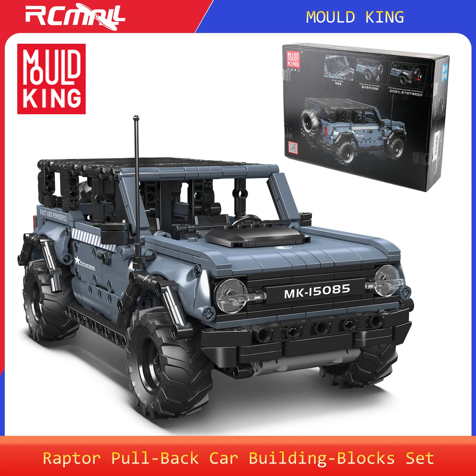 Schimmel Koning Raptor Pull-Back Auto Bouwstenen Set Terreinwagen Voertuig Model Klassieke Bricks Kit voor Kinderen Technisch Cadeau