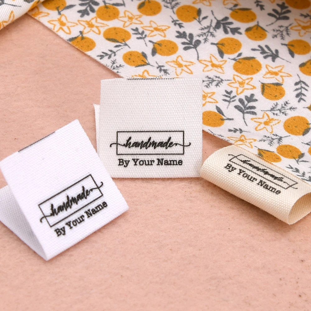 

25X50mm Plain Cloth，Custom Sewing label, Custom Clothing Labels - fold Tags, Cotton Ribbon, Customized with Your Business Name