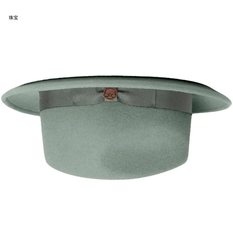 X5QE Elegant Wool Homburg Top Hat Costume for Outdoor Gatherings Activity