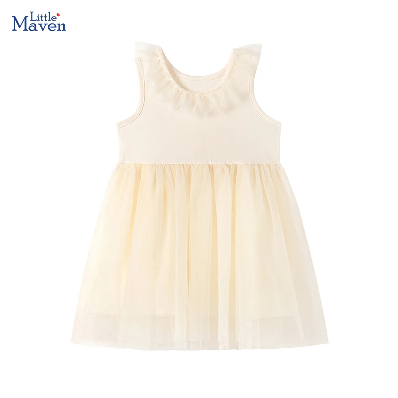 Little maven Dress for Baby Girls Children's Clothing Kids Clothes 2026 New Cartoon Princess Summer Mesh Dresses 2-7 Years