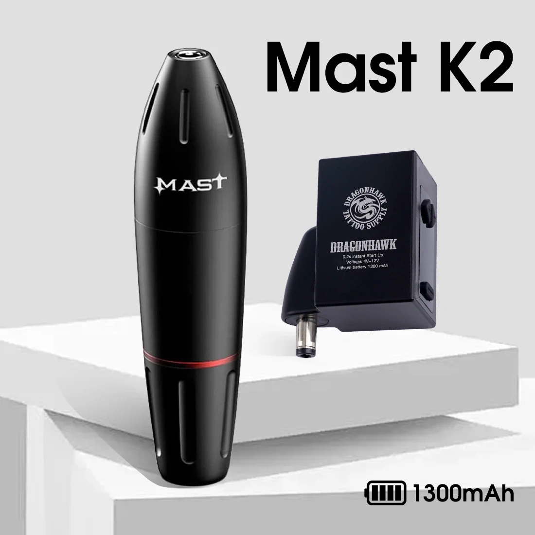 

Mast K2 Wireless Tattoo Machine 3.5mm Stroke 1300mAh with Dragonhawk Battery for Beginner or Pro Studio Supplies