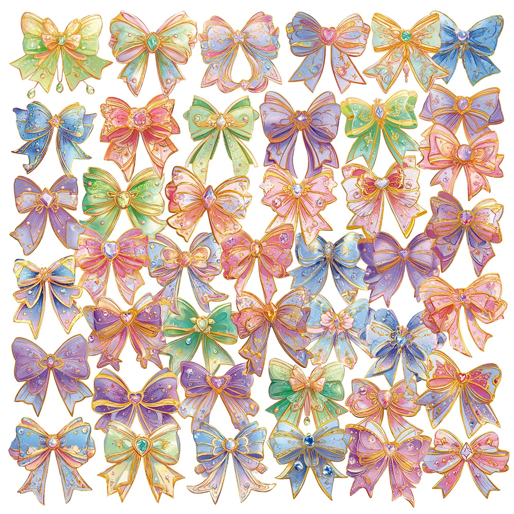 

10/30/56pcs INS Style Coquette Bows Aesthetic PET Stickers Cute Decals DIY Scrapbook Luggage Guitar Kid Girls Decoration Sticker