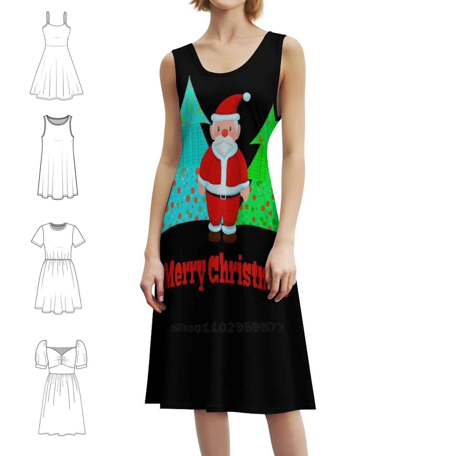 لطيف سانتا كلوز عيد الميلاد قميص عيد ميلاد سعيد قميص Preppy نمط فستان قصير للنساء ألف خط فضفاض صالح فستان يوم غير رسمي لطيف #1