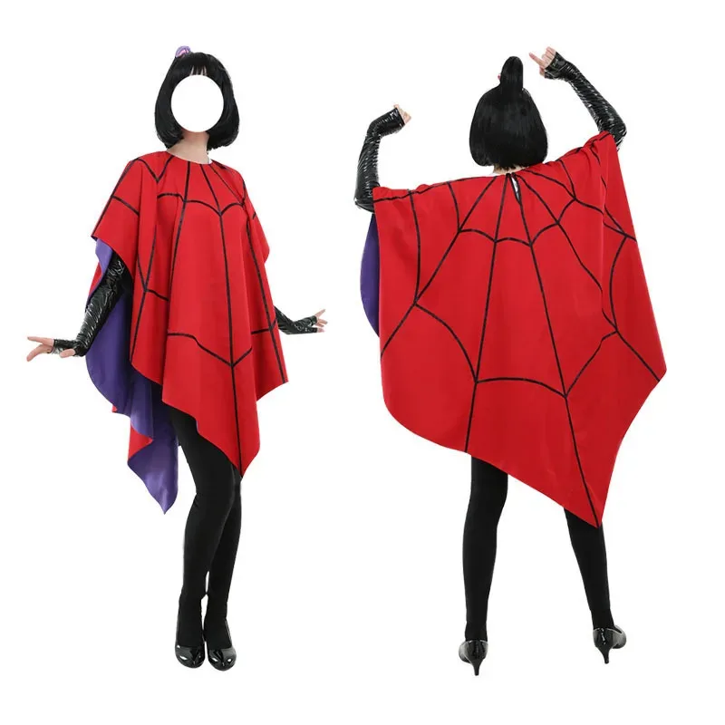 2025 22 زي نمط شبكة العنكبوت للنساء والرجال مجموعة ملابس الهالوين الحمراء