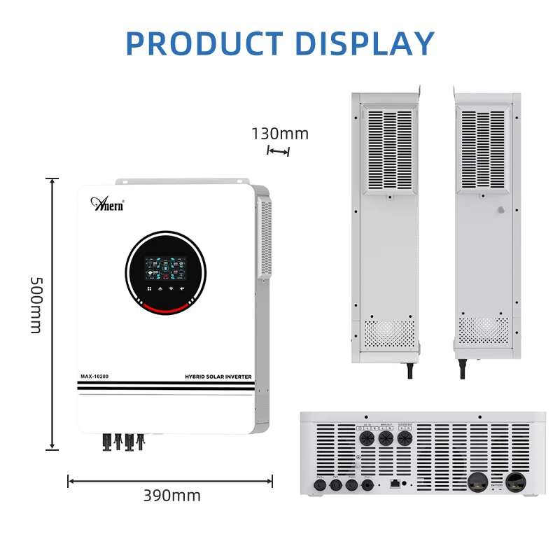 Anern 8.2KW 10.2KW Off Grid Inverter on Grid 230V Pure Sine Wave Solar Inverter 48v Hybrid Dual Mppt 160A Solar Charger