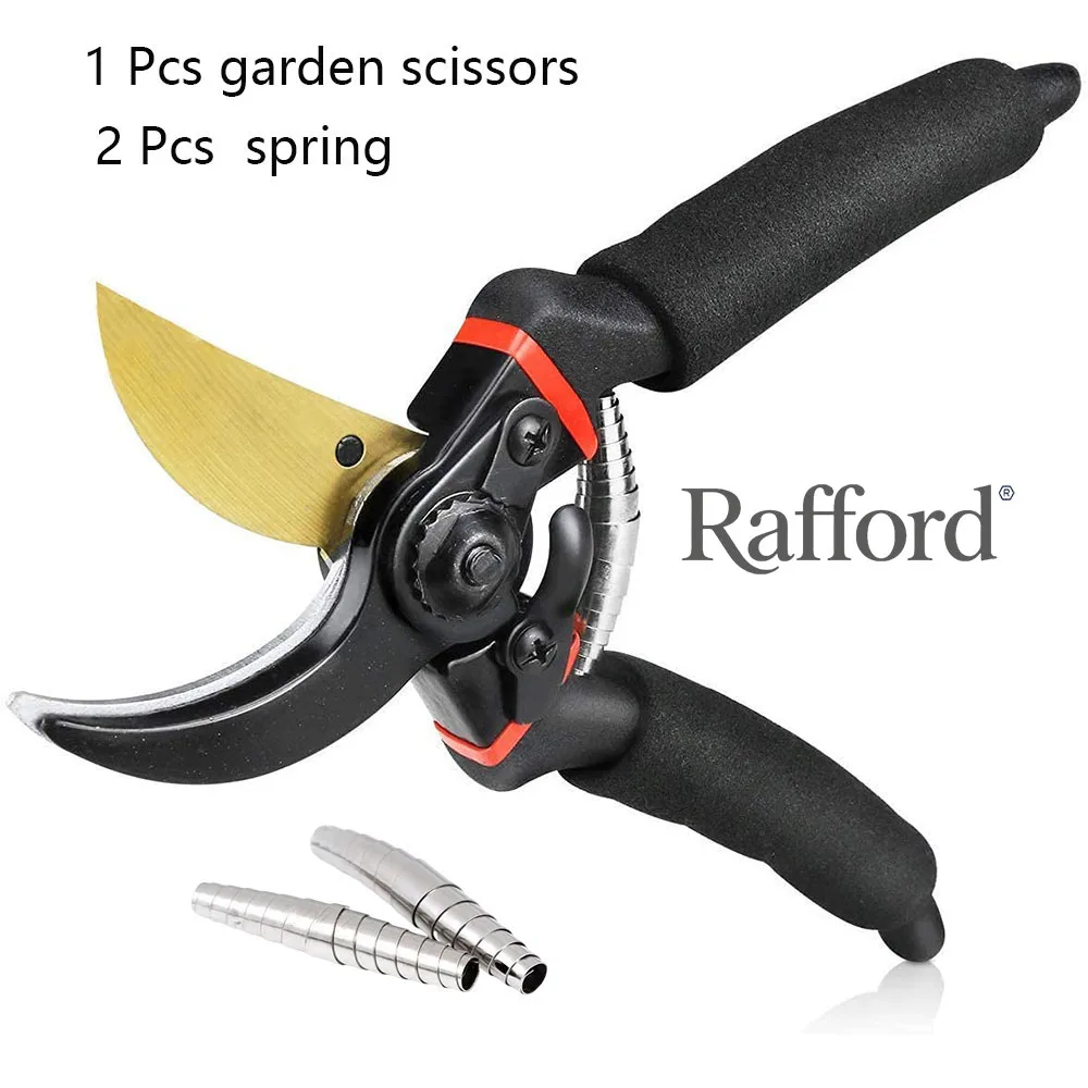 Rafford 1 pair of garden shears SK5 steel heavy-duty branch shears for trimming rough branches, equipped with two extra springs