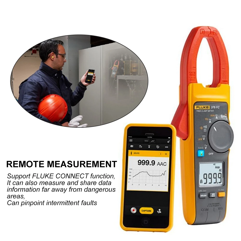 Fluke 376 FC True-RMS Clamp Meter con iFlex AC DC voltmetro di tensione di corrente amperometro pinze strumenti di Test Wireless professionali