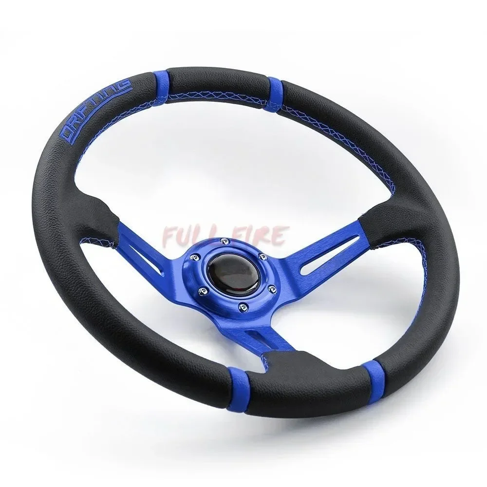 Car 350MM leather steering wheel PVC Racing steering wheel sports volante High quality Auto parts modification jdm