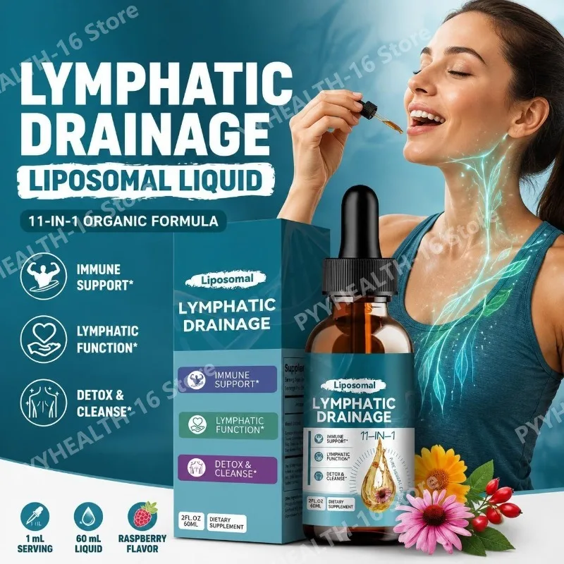 Liposomal Lymphatic Drainage 11-in-1 Liquid with Immune Support, Lymphatic Function, Detox & Cleanse, 11 Herb Mix, 60 ML