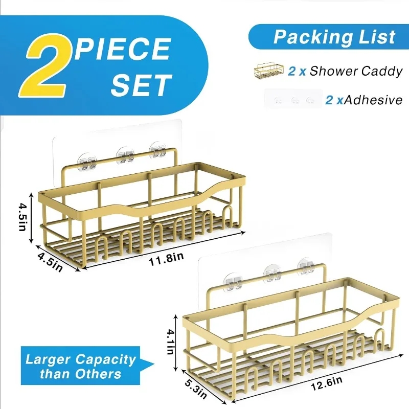 Shower Caddy 2 Pack,Adhesive Organizer for Bathroom Storage&Home Decor&Kitchen organizers and storage,No Drilling