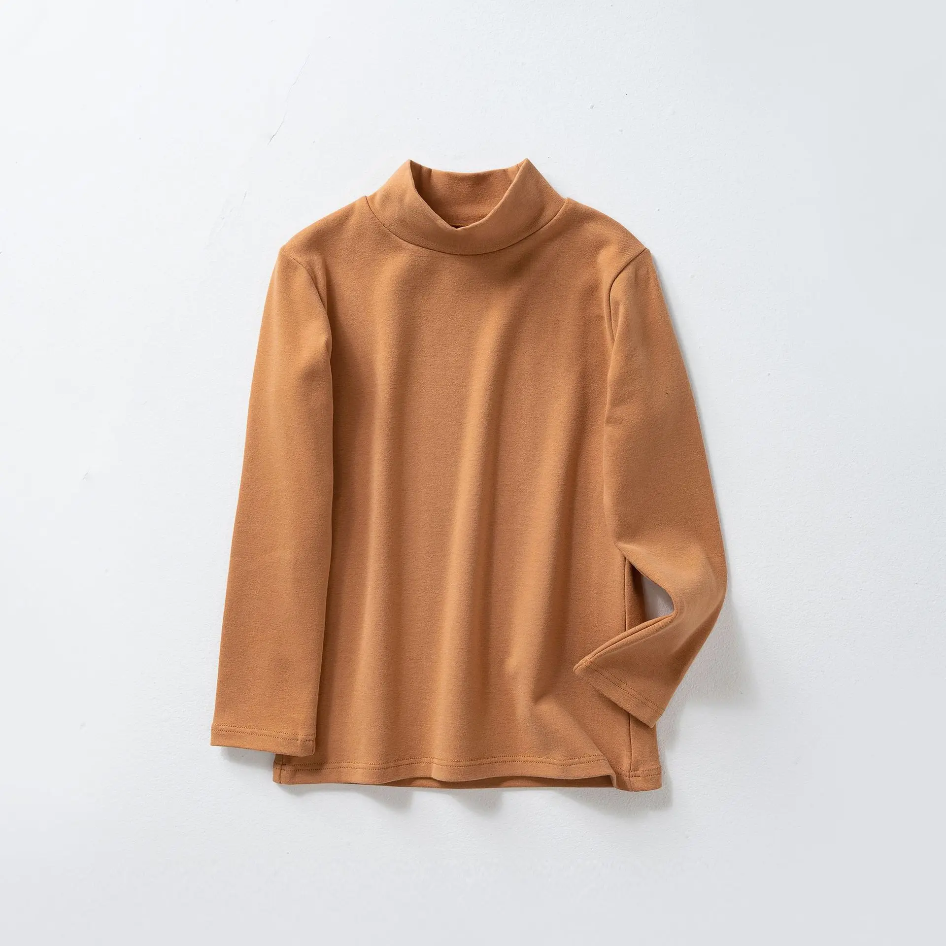 

Winter warm base shirt for children, Class A Korean version, mid neck, boys' autumn clothes, girls' solid color, semi high neck