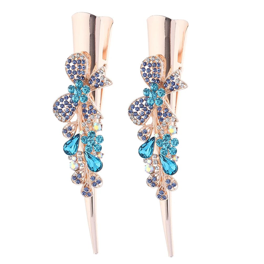 

Rhinestone Hair Clips Large Horn Style Sparkling Glitter Hairpins Metal Accessories Secure Hold for Women