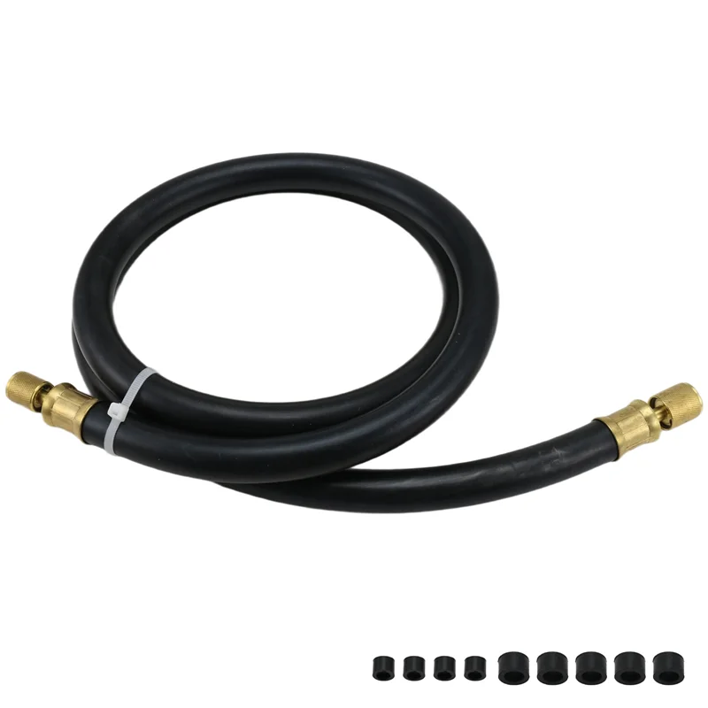 Schwarzer Kältemittelschlauch mit hohem Durchfluss, 6 Fuß Länge, 1/2 Zoll Durchmesser, 3/8 Zoll bis 1/4 Zoll inklusive Anschlüsse