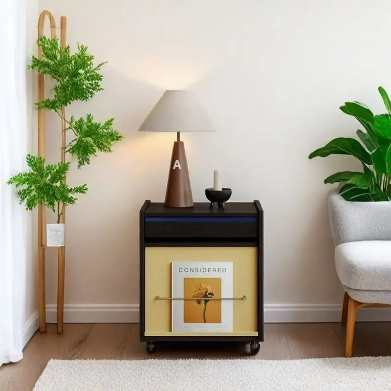 

Medieval bedside table Bedside table Simple mobile retro solid wood small apartment household bedroom