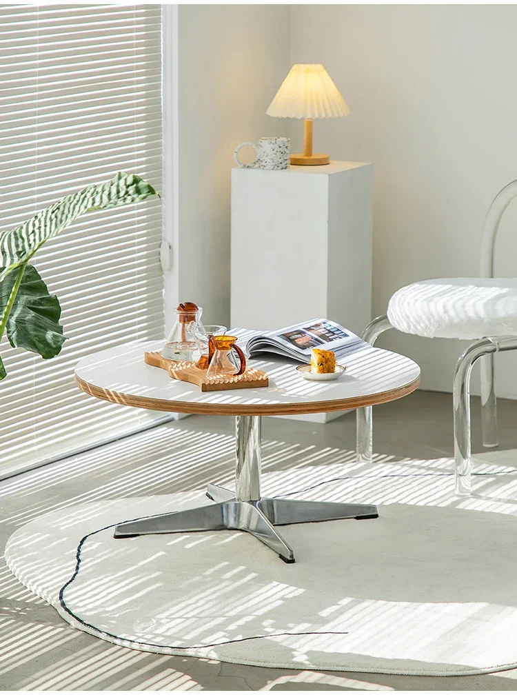 

Premium products Casual Side Table Coffee Table Stainless Steel Simple Solid Wood Small Round Table Home Use 2022 New Dropshippi