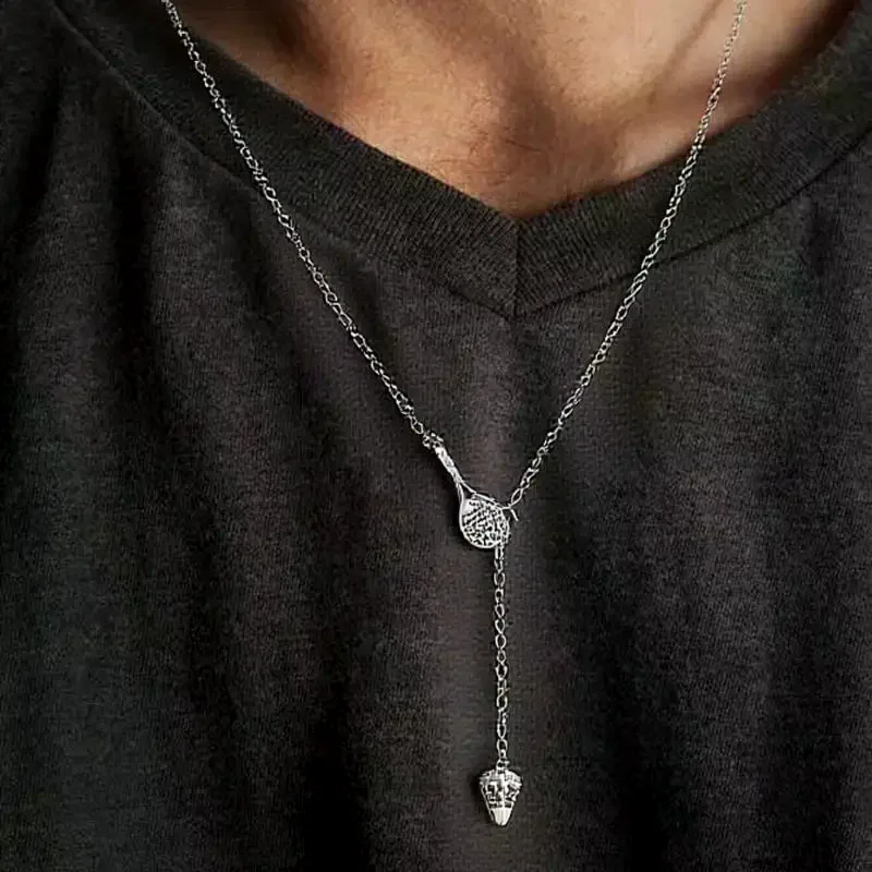Adjustable Sports Badminton Racket Table Tennis Racket Y-Shaped Chain Pendant Necklaces For Women Trendy Sporty Jewelry Gift