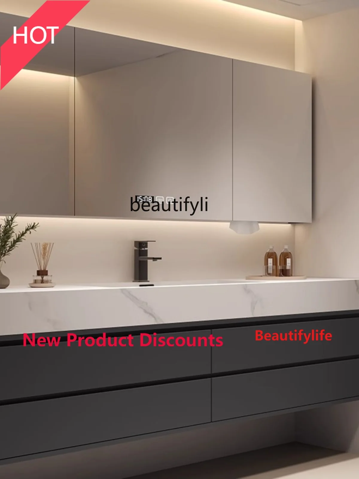 MM45 Stone Plate Hot Bending Whole Washbin Ceramic Seamless Basin Bathroom Cabinet Combination Washstand Toilet