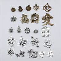 10pcs Chinese Character Ai Charms For Jewelry Making Chinese Style Knot Dragon Charms Chinese Character Love Charms