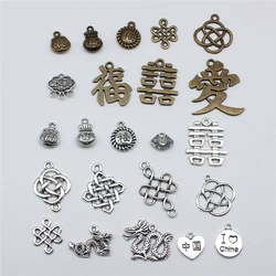 10pcs Chinese Character Ai Charms For Jewelry Making Chinese Style Knot Dragon Charms Chinese Character Love Charms