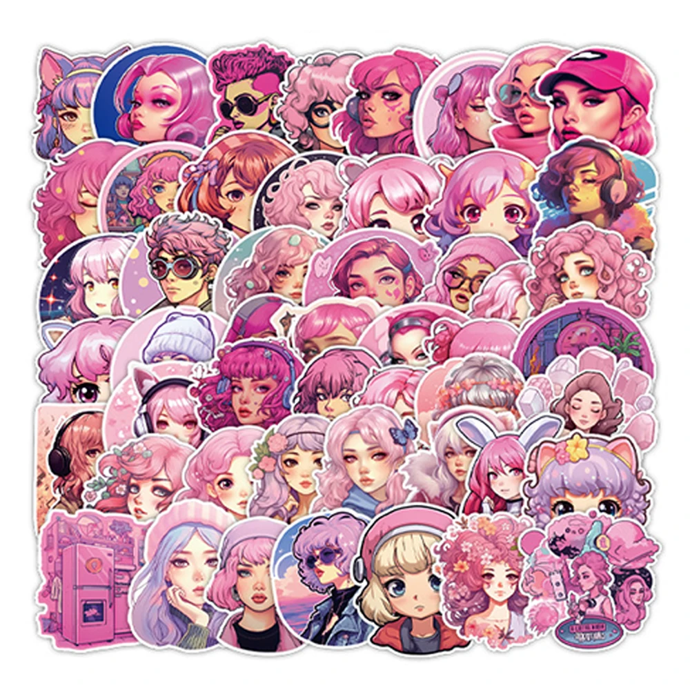 10/30/50 STUKS Roze INS Stijl Meisje Graffiti Sticker DIY Skateboard Bagage Laptop Telefoon Waterdichte Decoratieve Stickers Kids Speelgoed