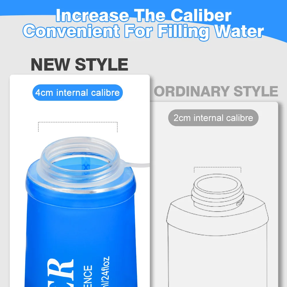 NEWBOLER 300/500/700 ml Wasserflasche, TPU, faltbar, weiche Flasche, Outdoor-Sport, Wasserbeutel, zusammenklappbare Wasserflasche, Laufen, Camping – Detail 3