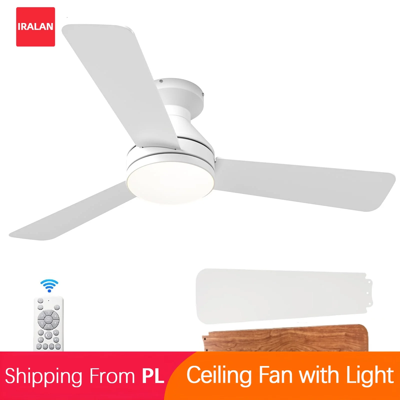 Ventilador de Techo Moderno con Luz LED, Ventiladores Eléctricos Grandes para Sala de Estar, Comedor, Balcón, Ventiladores de Tres Aspas para el Hogar