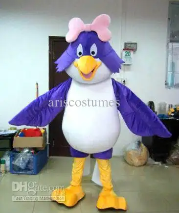 Nuevo personaje de Halloween para adultos lindo loro púrpura muñeca vestido de Navidad accesorios de cuerpo completo traje de mascota