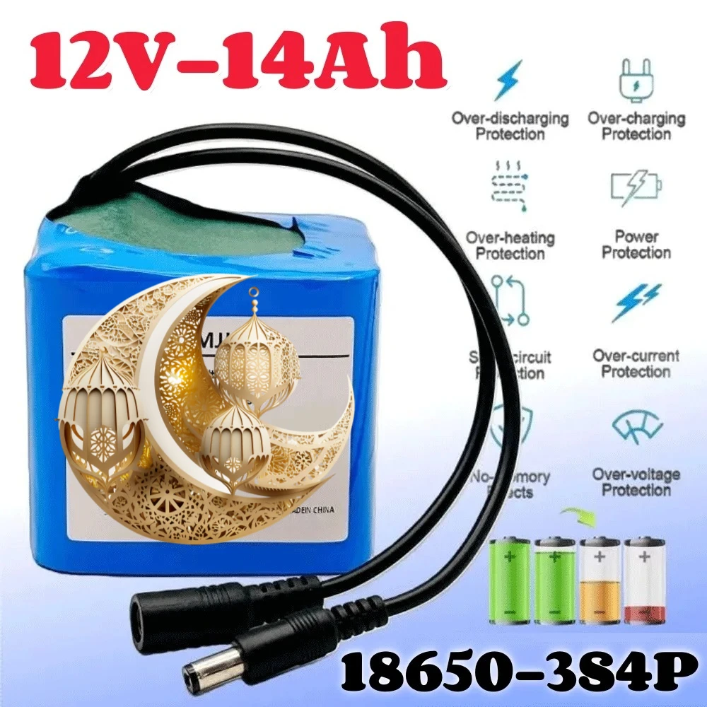 

promotional products Fishing Battery 12v 3S4P 20Ah Portable 12V Lithium Ion Battery Pack Capacity DC 12.6v Cam Monitor+Charger