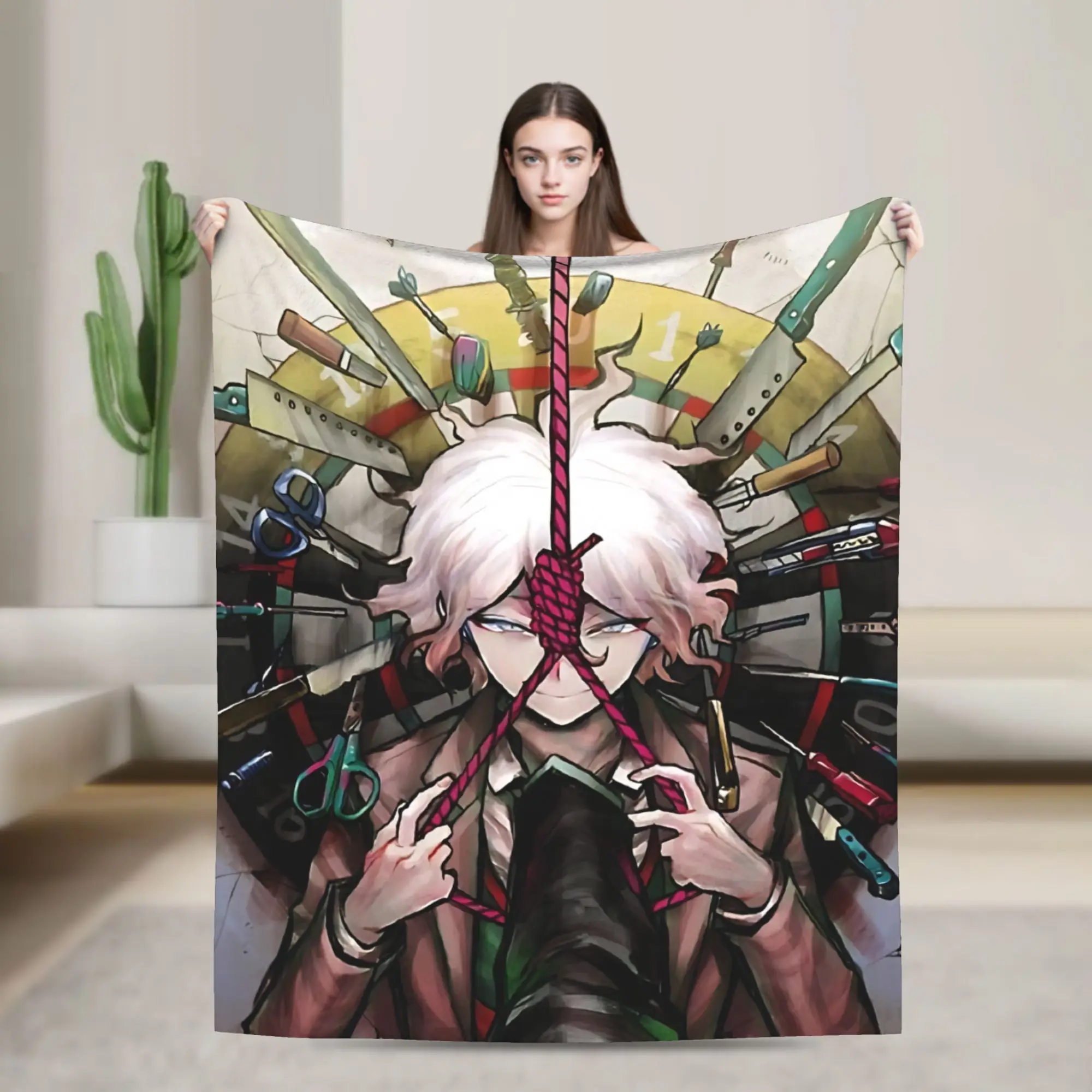 Nagito Komaeda  Flannel Blankets Winter  Super Warm Bedding Throws for Boy Girl Couch Bed Novelty Bedspread Sofa Bed Cover