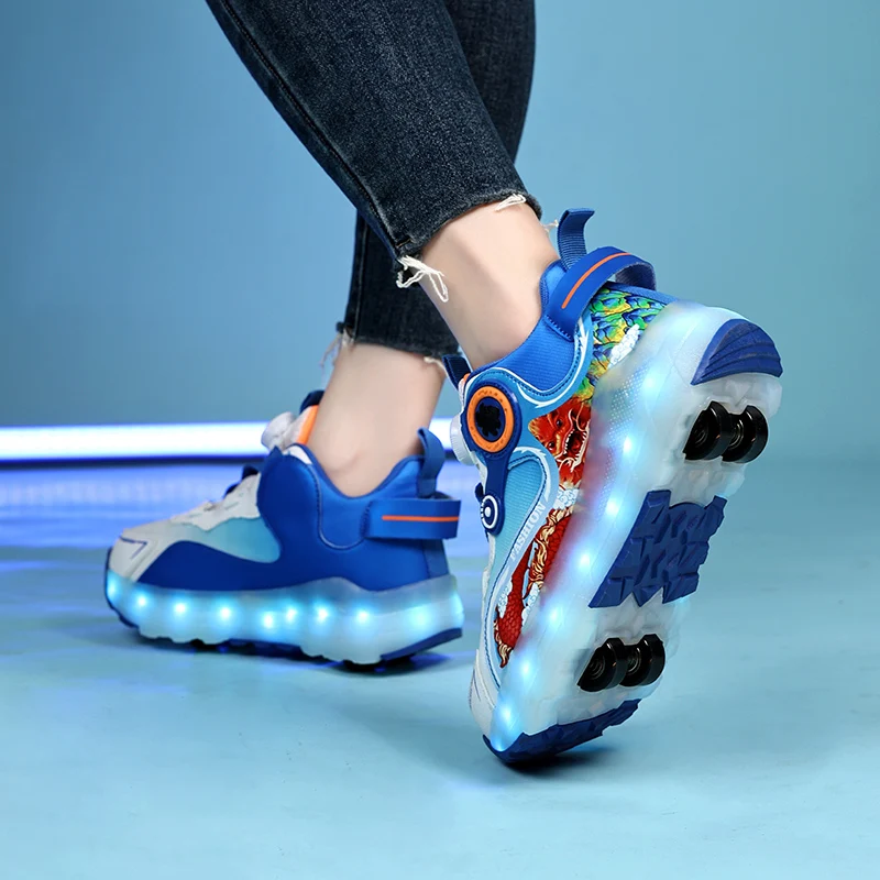 

2025 New Girls' Heelys (Winter): Wear-Resistant Invisible 4-Wheel Auto-Retractable Walking Roller Shoes