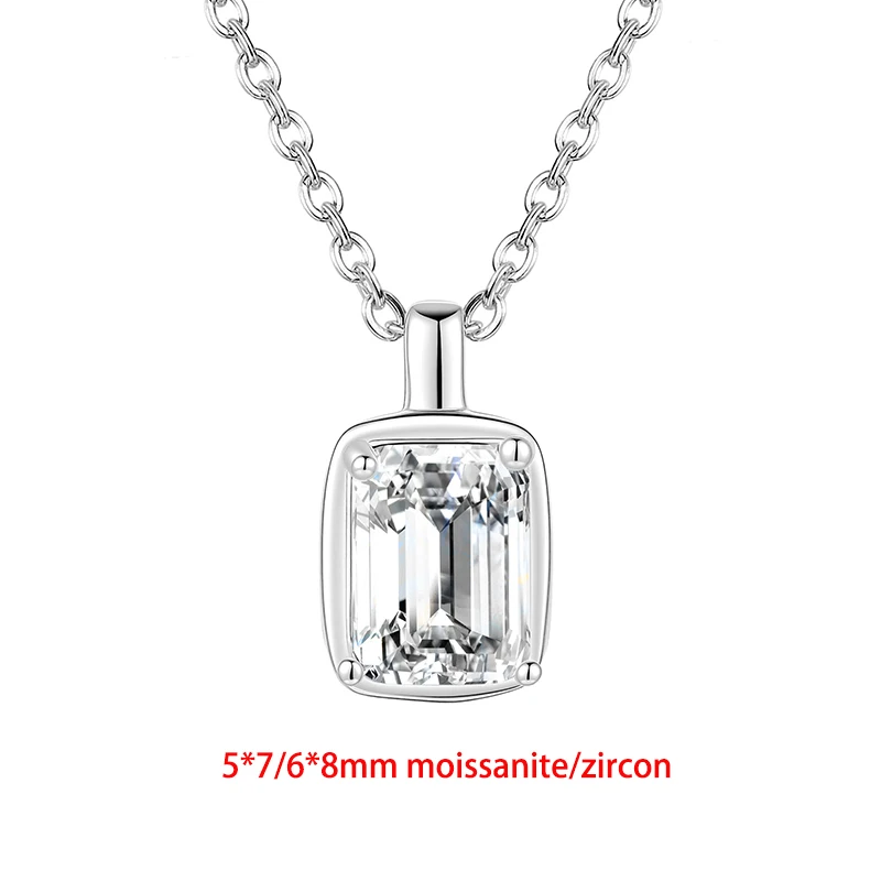 Smyoue D Color 1/2CT Emerald Cut Moissanite Necklace for Women Cute Candy Pendant S925 Sterling Silver Wedding Jewelry Gifts