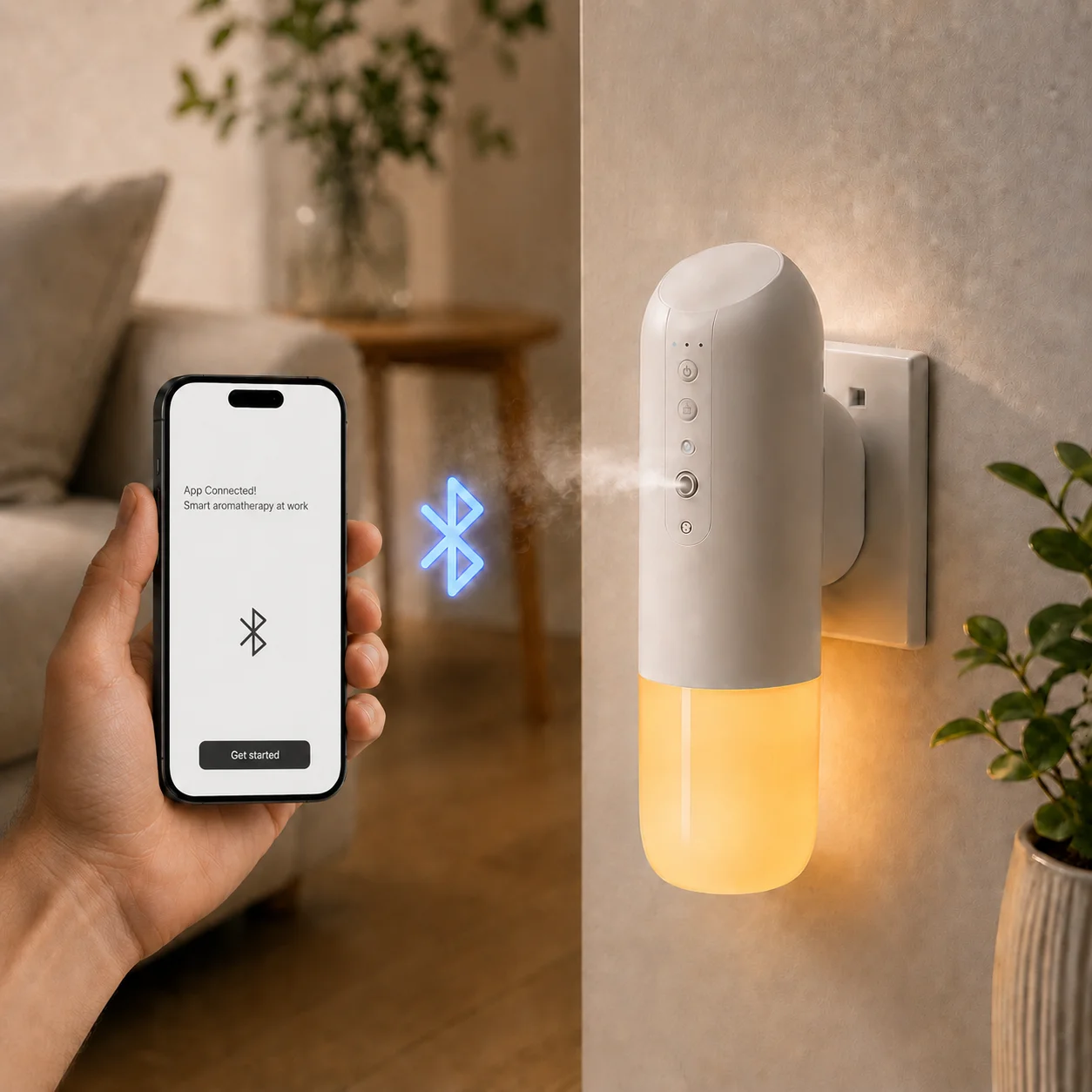 3 Light Smart Aroma Diffuser Wall Plug In Essential Oil Diffuser 150ml Fragrance Dispenser Machine for Home Bedroom Living Room