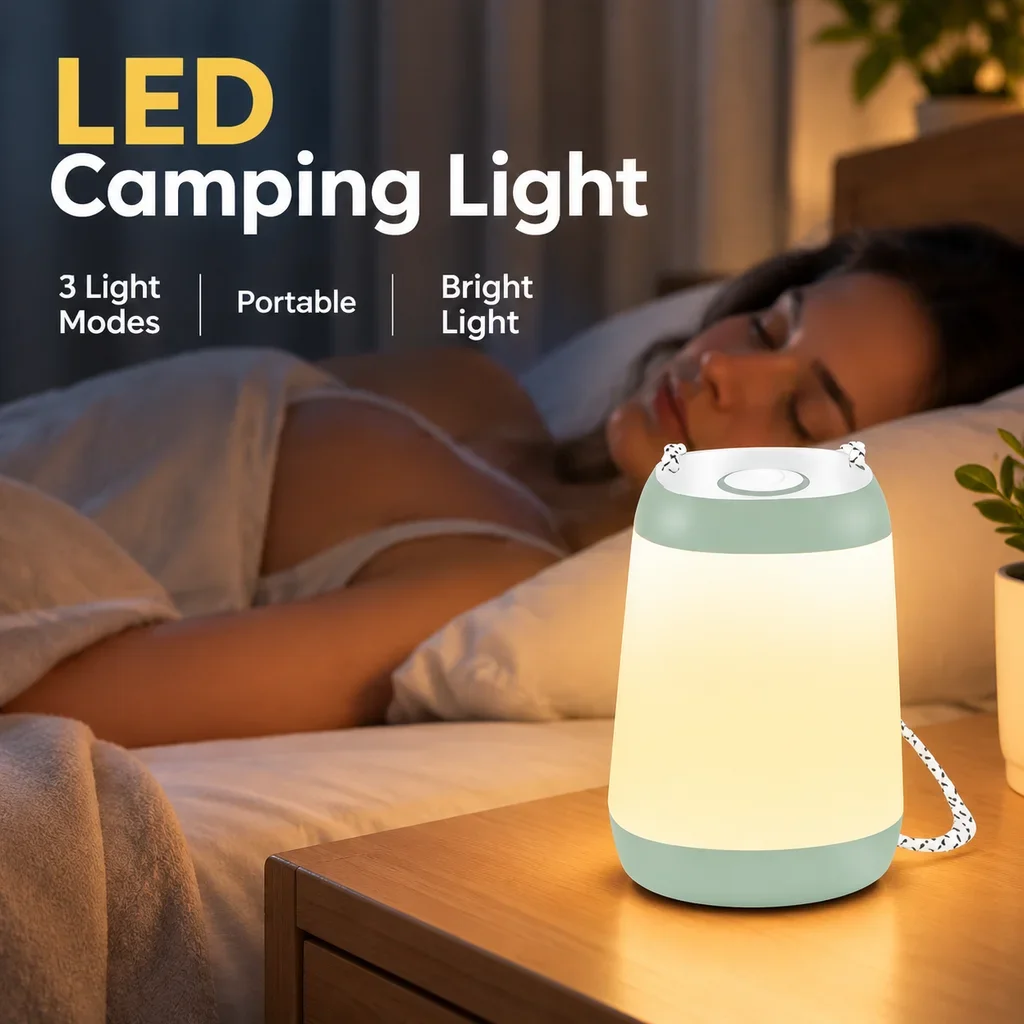 Durable 3 Light Modes LED Camping Lights Portable Bright Emergency Lamp Handheld Multifunctional Night Reading Lights Camping