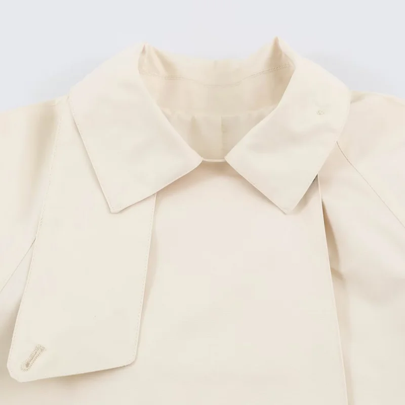 QICHE Fashion Women Outerwear European‑Aesthetic Stand‑Collar Long‑Sleeve Double‑Breasted Trench Coat