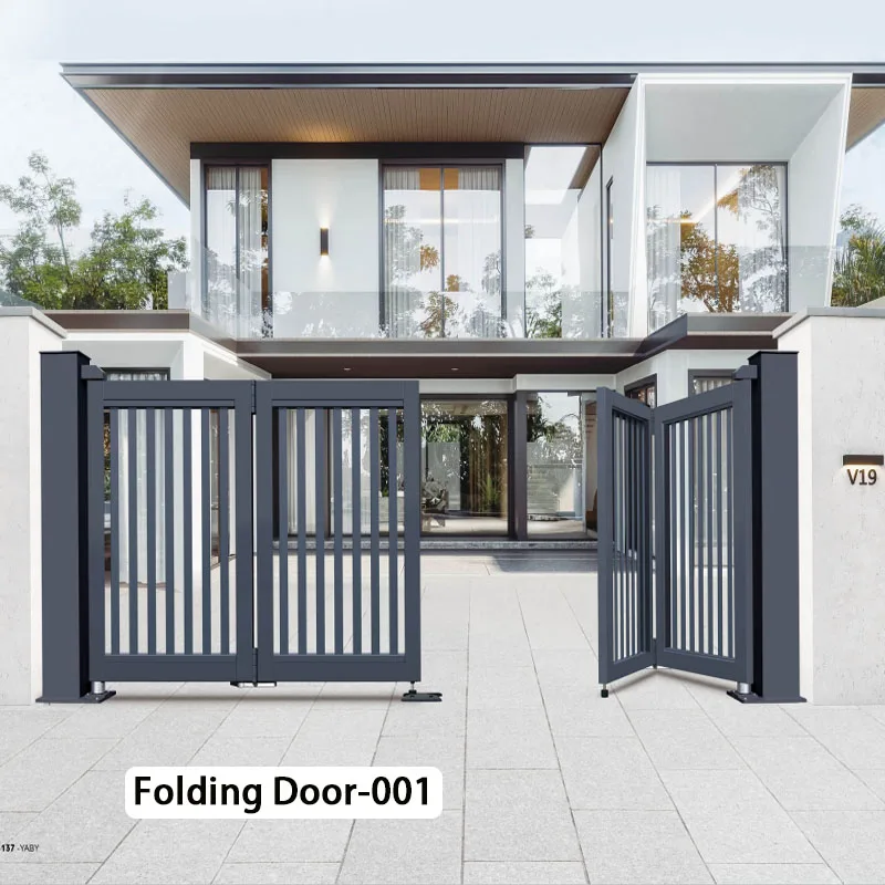 أحدث تصميم البوابة الأنيقة والعملية، بوابة ألومنيوم سوداء حديثة، شرائح أفقية، بوابة سياج حديقة معدنية #3