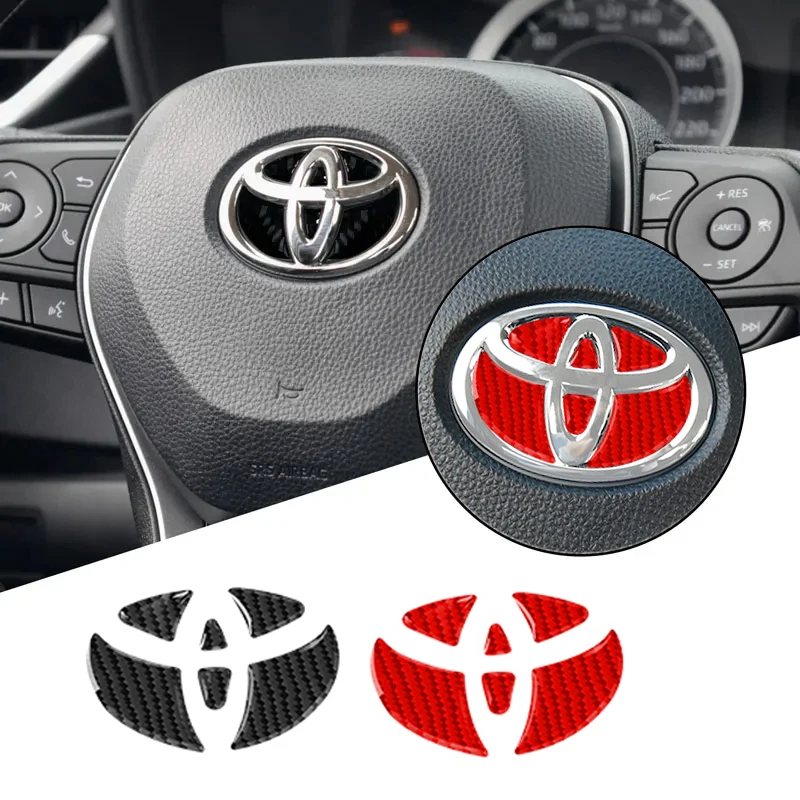 Carbon Fiber Car Steering Wheel Stickers Accessories For Toyota GR Corolla Yaris Aygo Prius CHR Camry Auris Avensis Land Cruiser