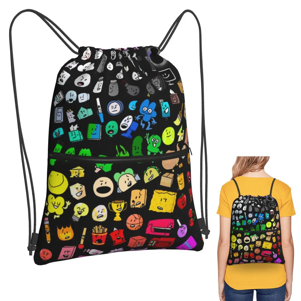 

Классические рюкзаки BFDI Inanimate Insanity All Characters (прозрачные) Сумки на шнурке Сумка для хранения Сумки для книг для путешествий в школе