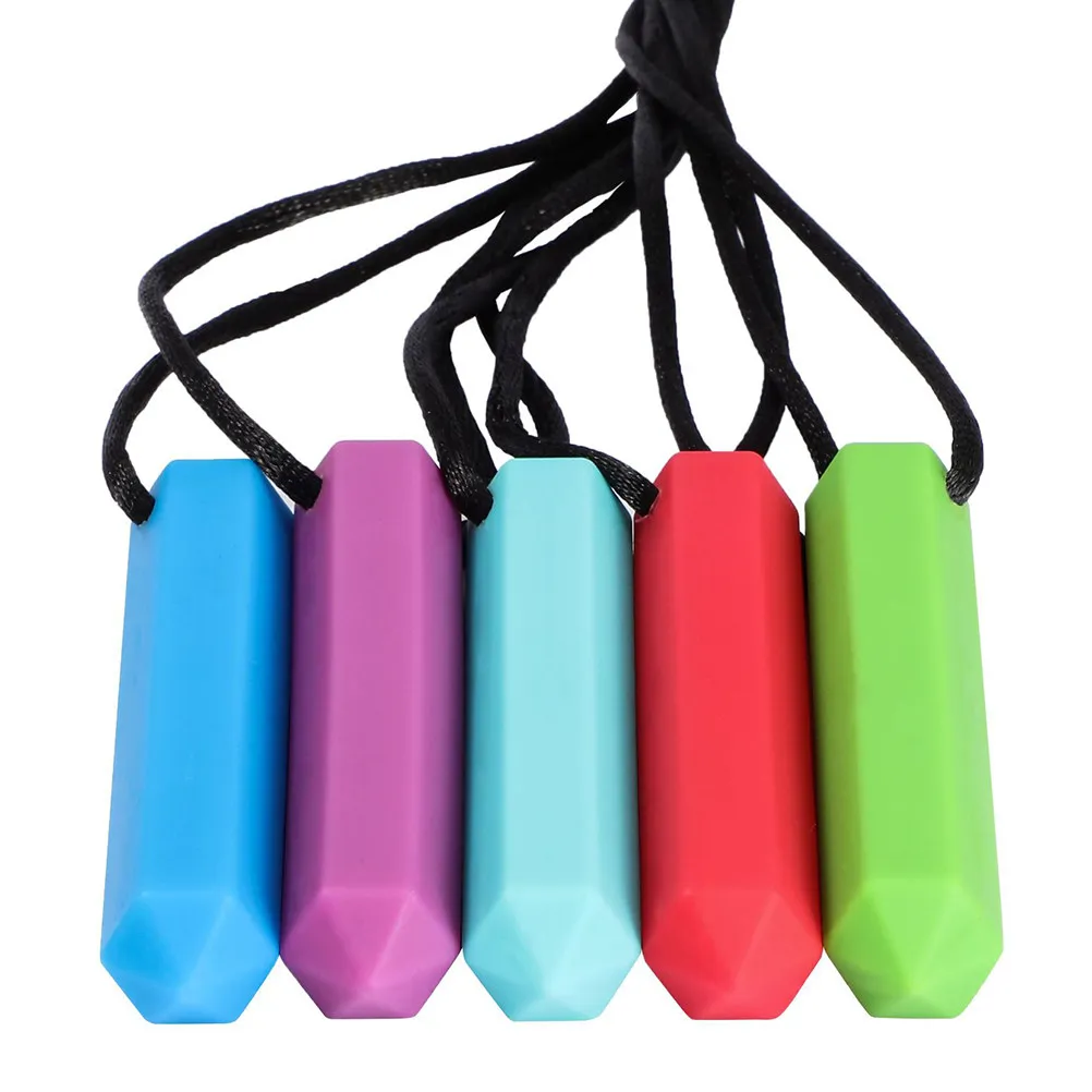1Pcs Baby Molar Necklace Silicone Teether Pendant Sky-Blue Rope Length 80Cm Safe Infant Teething Chew Relief Gum Massage