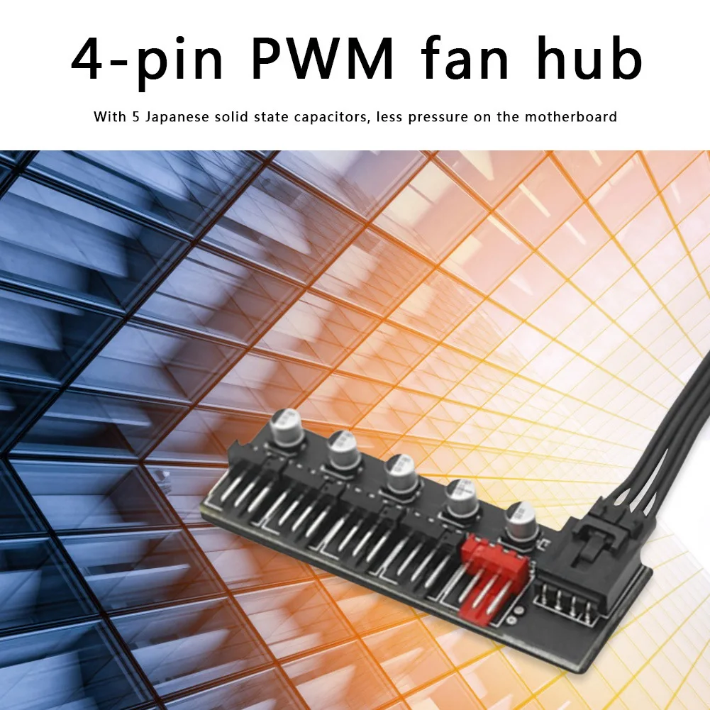 5 Port PC Fan Hub Splitter Speed Controller Adapter for 4 Pin PWM Cooler Cooling Fan Computer Cables Connectors