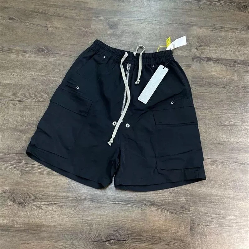 

Black RO Men’s Shorts Best Quality Zipper Nylon Multi Pocket Workwear Pants Oversized Drawstring Shorts