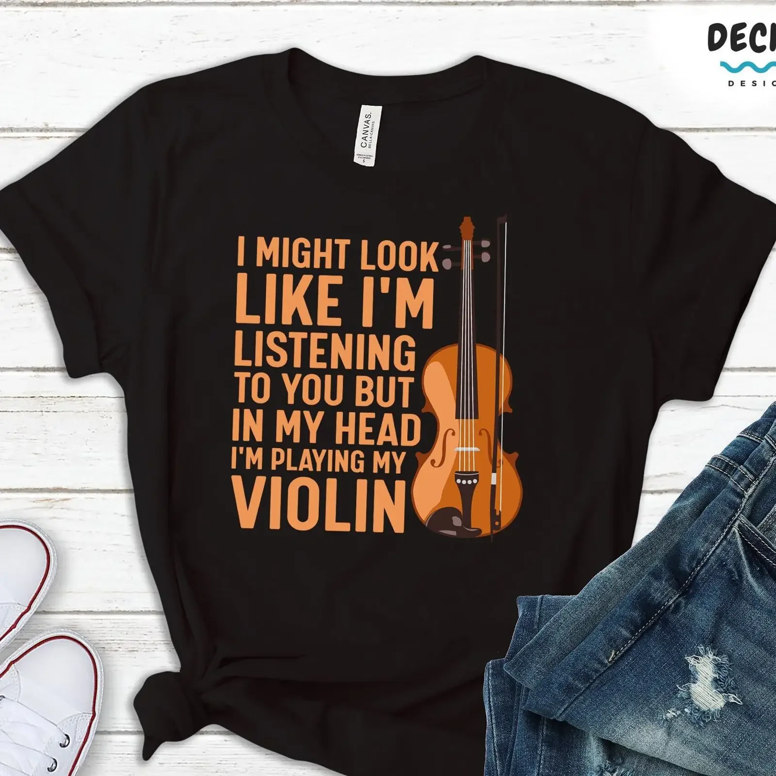 Funny 'I Play Violin In My Head' T Shirt Player Fiddle Music Teacher Orchestra Classical Musician Apparel vintage Washed