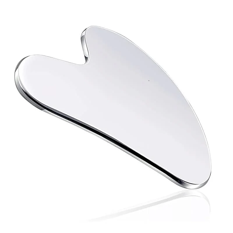 Gua Sha-herramientas faciales de acero inoxidable en forma de corazón para la cara, herramienta de belleza de Metal para apretar la piel, masajeador corporal, ojos y cuello, 1 unidad