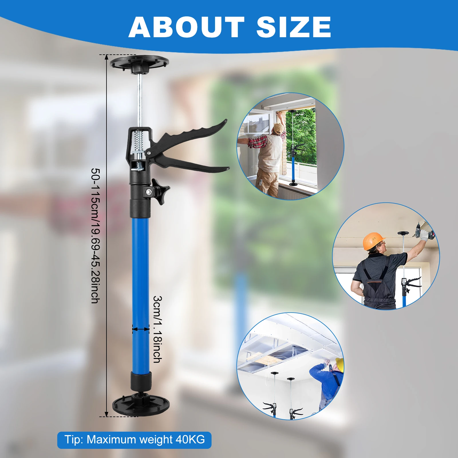 2Pcs Labor-Saving Telescopic Steel Support Rod Non-Slip Hand Lifting Jack Tool 11.81/19.69 to 23.23/45.28inch Alloy Heavy-Duty