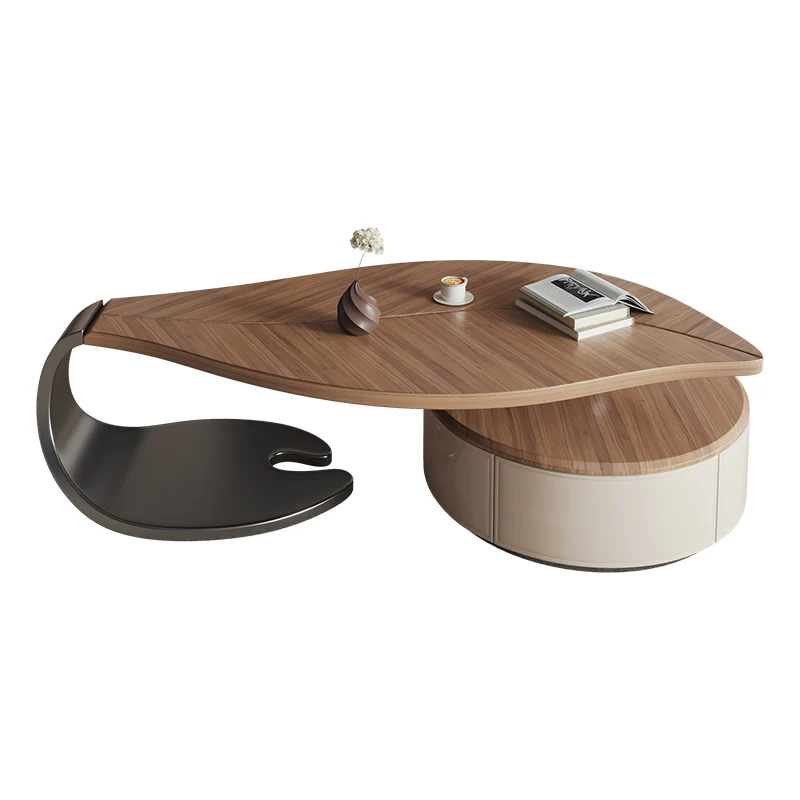 

Modern solid wood TV cabinet slate coffee table combination special-shaped small